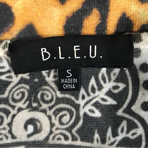 Bleu Womens Small Top Animal Print Flowy Y2K Colorful Stretch Knit Tunic Mandala - Picture 2 of 16